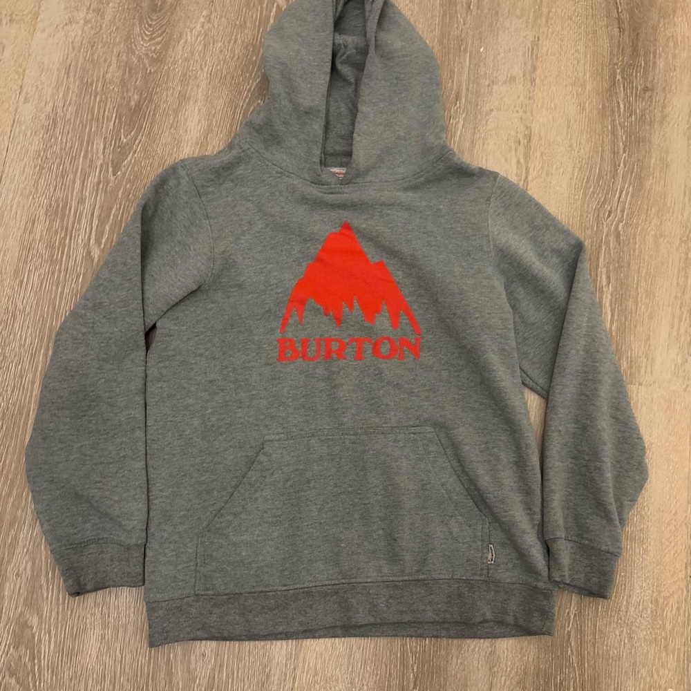 Burton Long Sleeve Sweatshirt Hoodie Pullover Womens Size XL Gray Red Logo